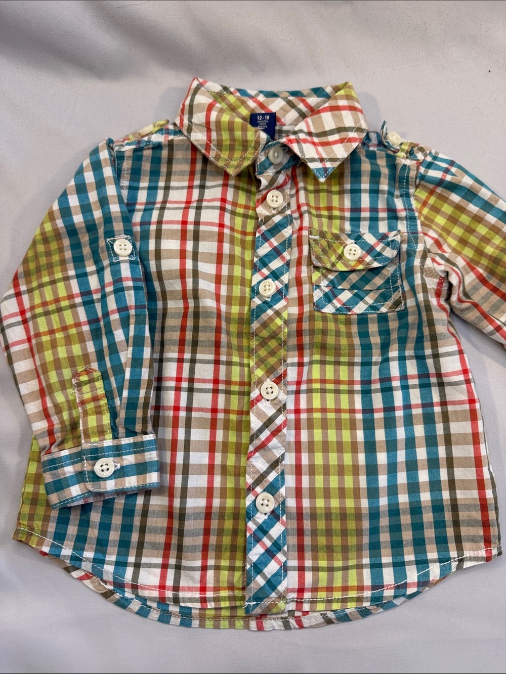 Old Navy Multicolor Plaid Button-Down Shirt for Kids - roll up sleeves